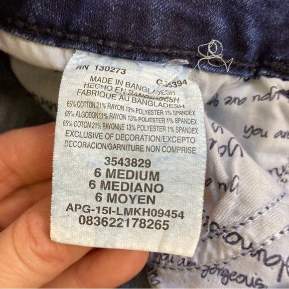 Lee Midrise Fit Bootcut Jeans Dark Wash Bling Pockets Rhinestones Cowgirl Y2K - Picture 11 of 14